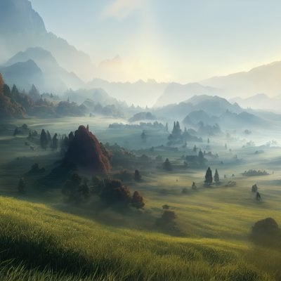 朝靄に包まれた高原の物語の写真