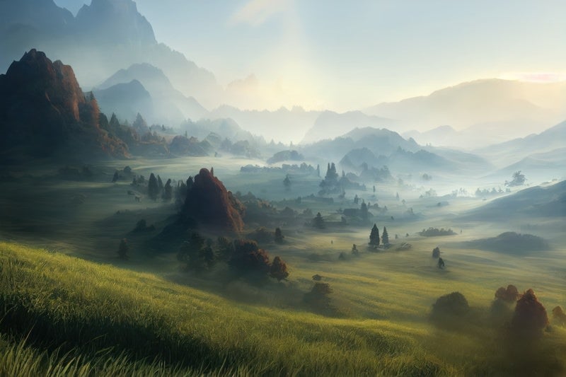 朝靄に包まれた高原の物語の写真