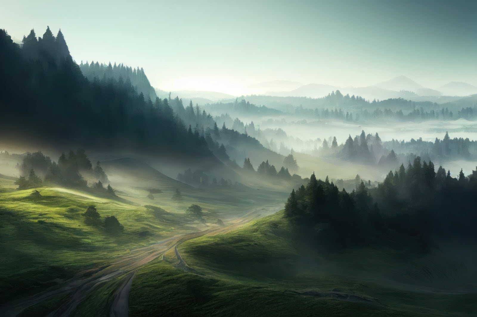 「美しい景色と共に歩む高原の道」の写真