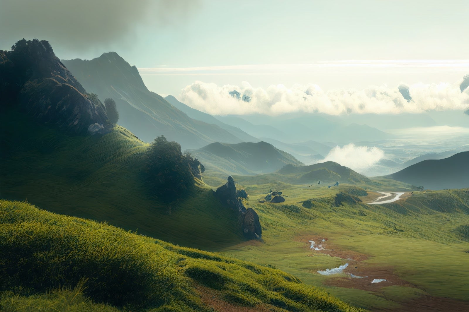 「壮大なパノラマと山並みの絶景」の写真