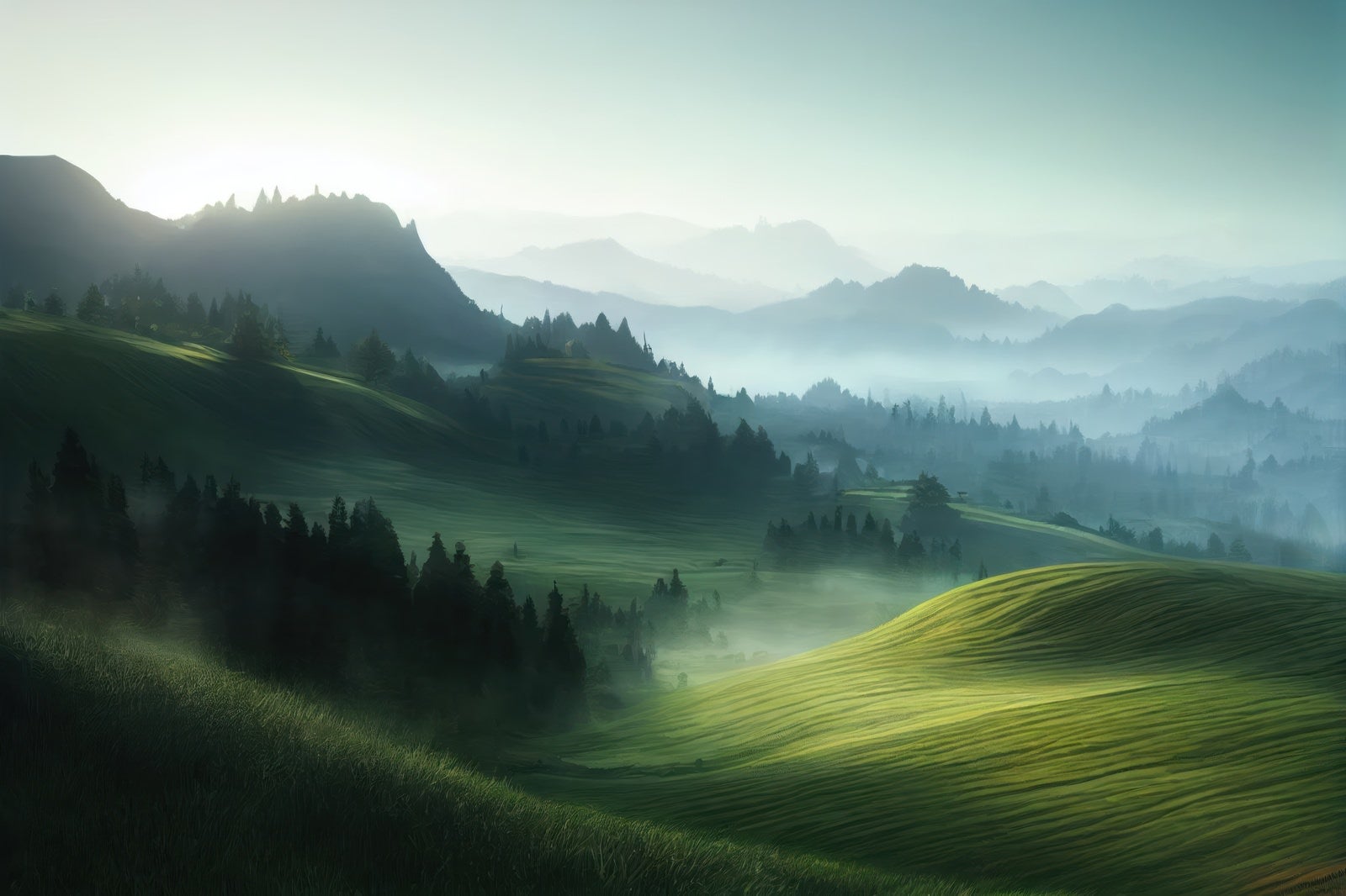 「濃霧が漂う山の静寂」の写真