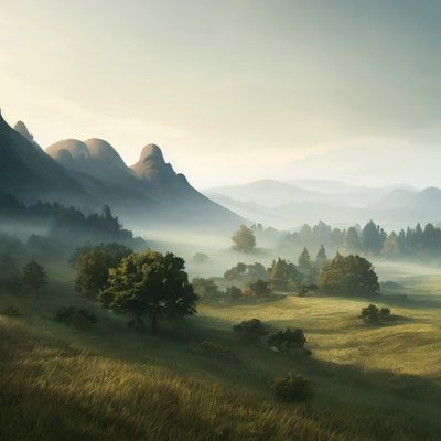 濃霧が魅せる山間の絶景の写真