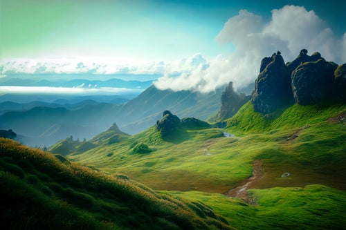 圏谷に抱かれた高原の山々の響きの写真