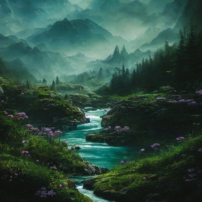 川と渓谷が織りなす壮大な自然の写真
