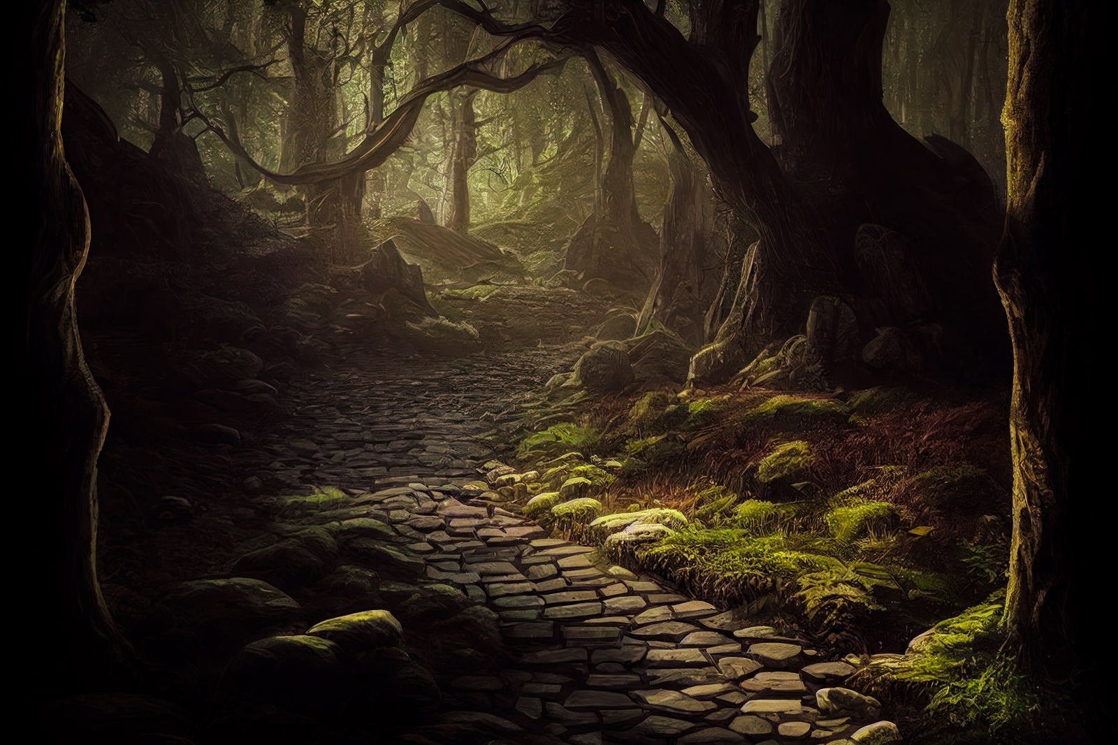 「薄暗い森の小道」の写真