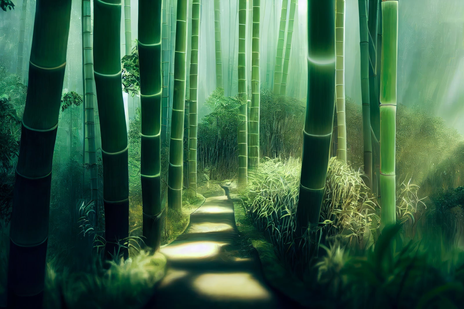 「竹藪を進む道」の写真