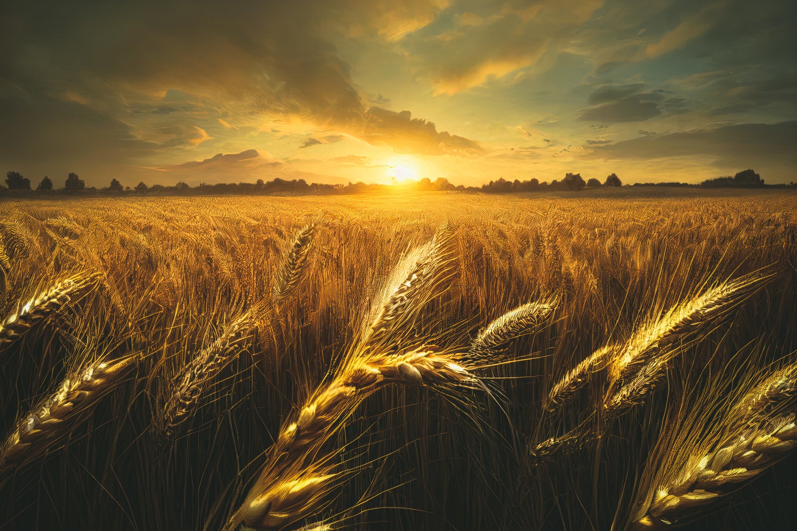 「黄金色に染まる小麦の穂」の写真