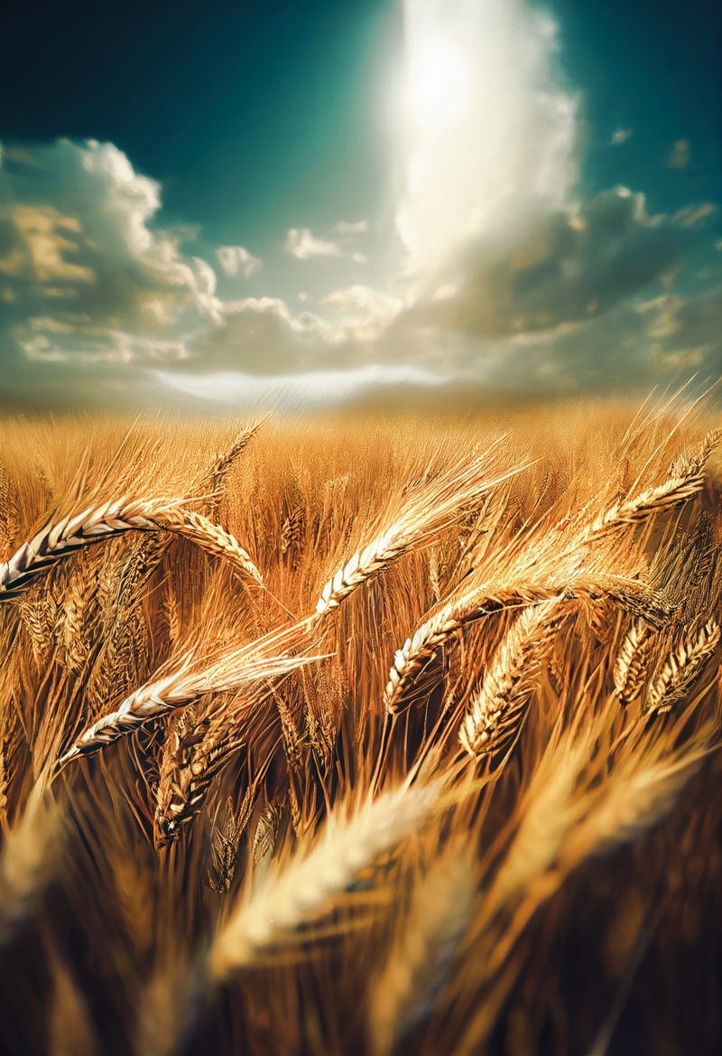 風に揺らめく小麦の写真