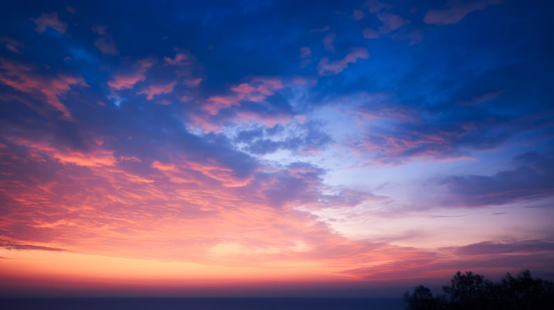 夕焼け空と黄昏時の写真