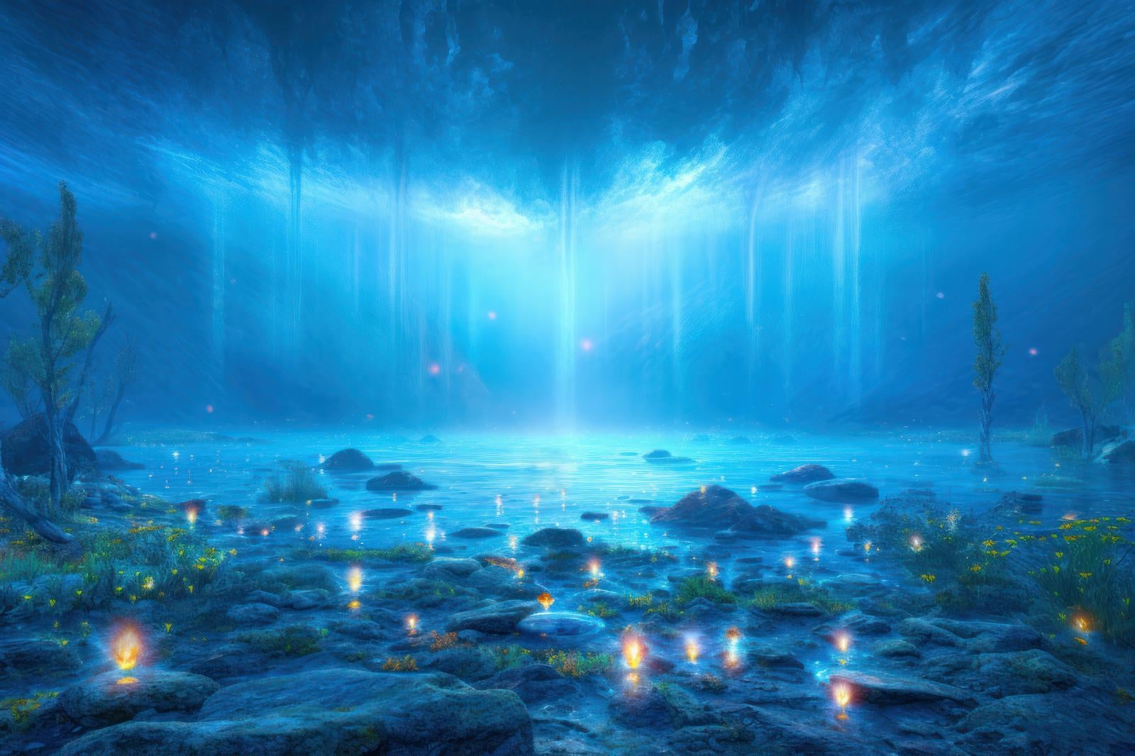 「灯火と黄泉の世界が交わる神聖な泉」の写真