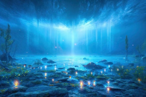 灯火と黄泉の世界が交わる神聖な泉の写真