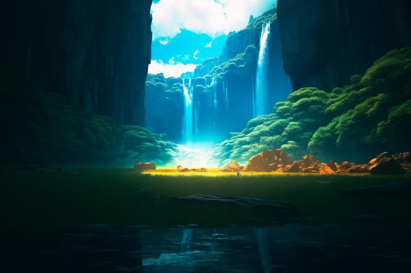 秘境の渓谷を照らす光 自然が生む滝の奇跡