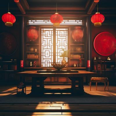 伝統的な中国風デザインの部屋の写真