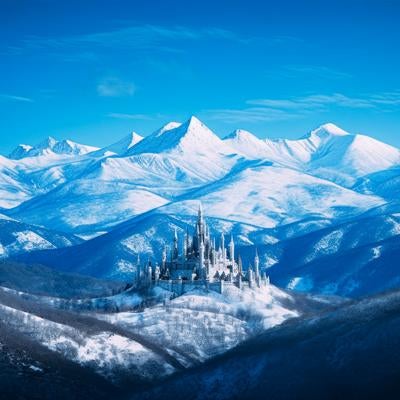雪に覆われた城の写真