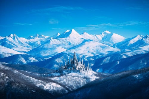 雪に覆われた城の写真