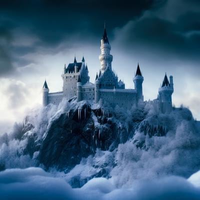 氷雪の白き王国の壮大な城の写真