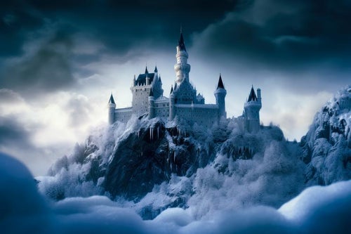 氷雪の白き王国の壮大な城の写真