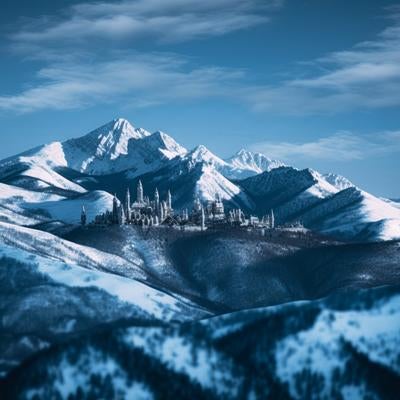 雪山に覆われた城の写真