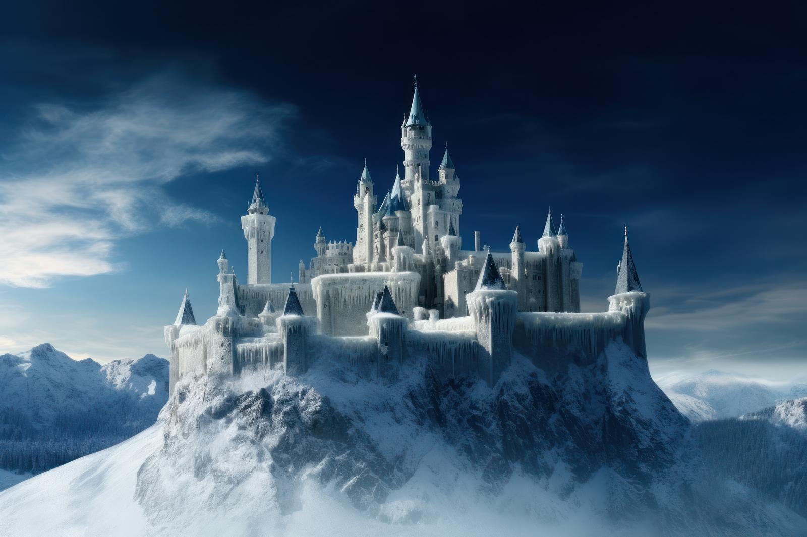 「白銀の調べ 雪化粧した宮殿の幻想的な世界」の写真