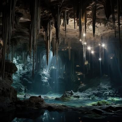 鍾乳洞の奥深くに秘められた水源の物語の写真