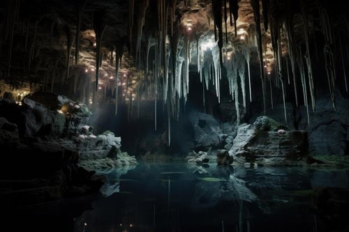 鍾乳洞の神秘 洞窟と泉が描く地形の写真