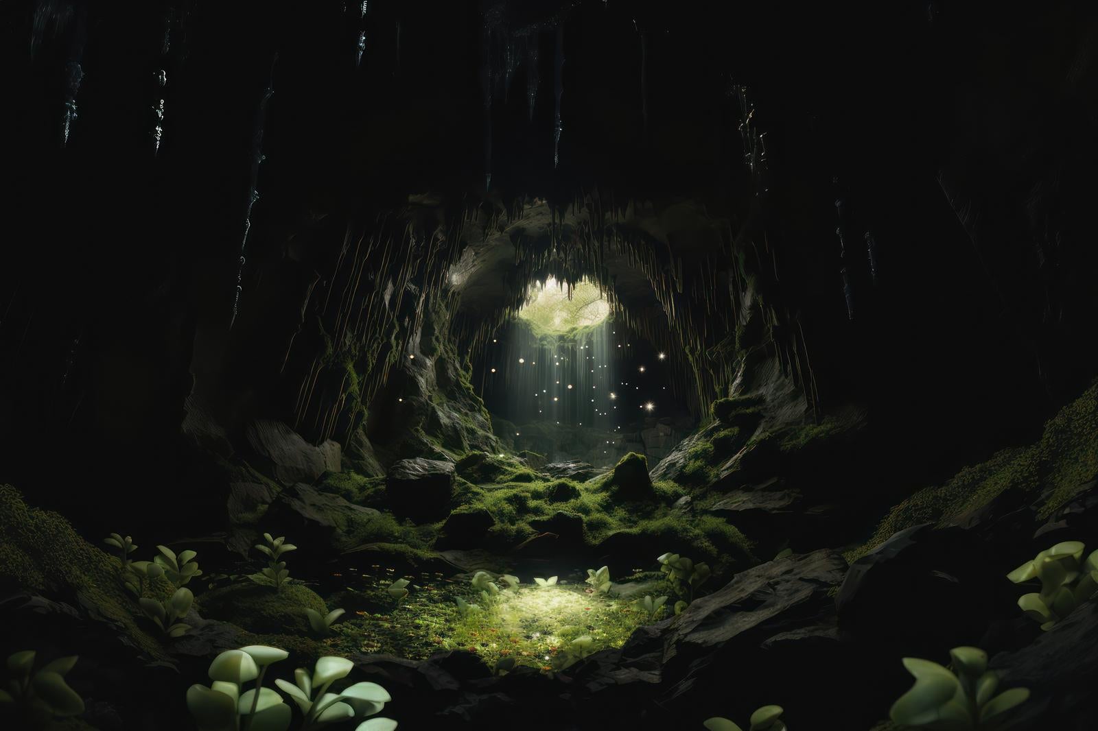 「鍾乳洞の息吹 洞窟の中に輝く生命の風景」の写真