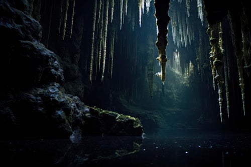 鍾乳洞の地下水 泉が生み出す鍾乳石の物語の写真
