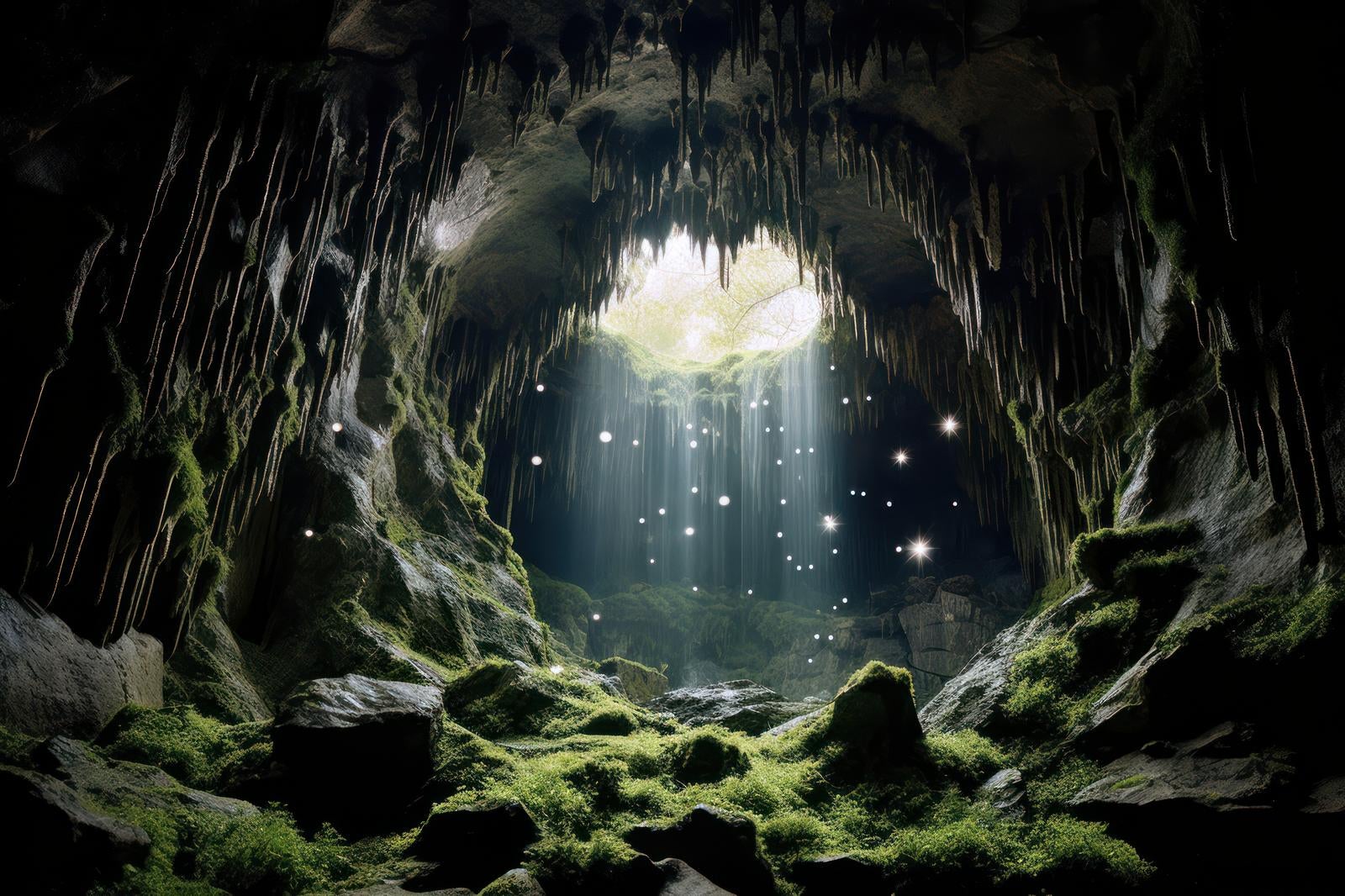 「洞窟の光芒 天使の梯子と地下世界」の写真