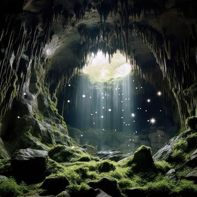 洞窟の光芒 天使の梯子と地下世界の写真