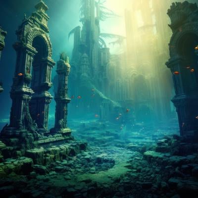 海底に沈んだ神殿の写真