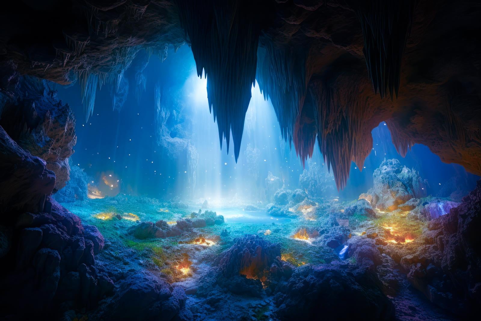 「鍾乳洞の中の水源」の写真