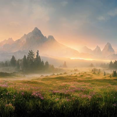 夜明けの宴 朝靄と高山植物の交響曲の写真