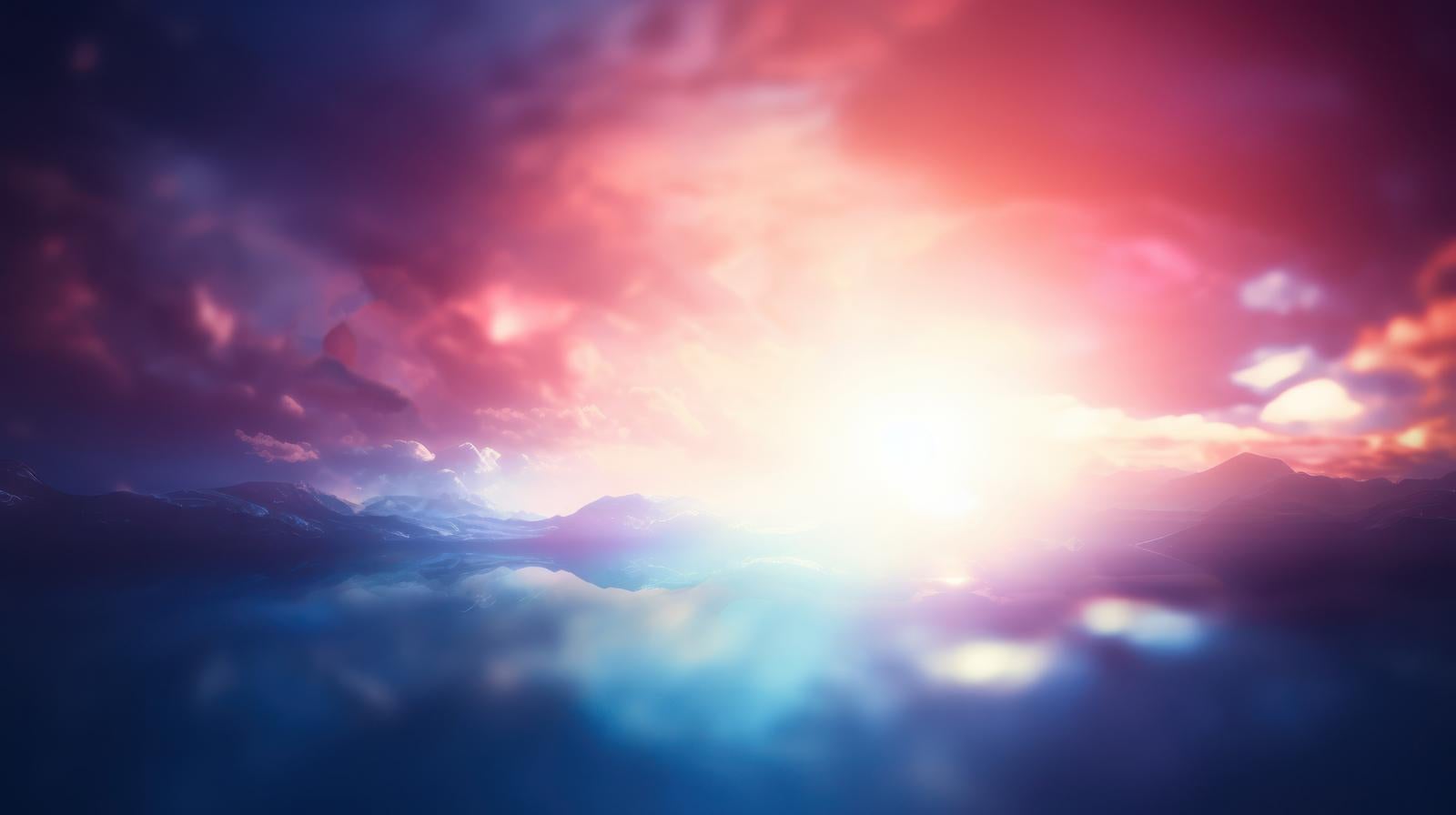 「虹色のレンズフレア」の写真