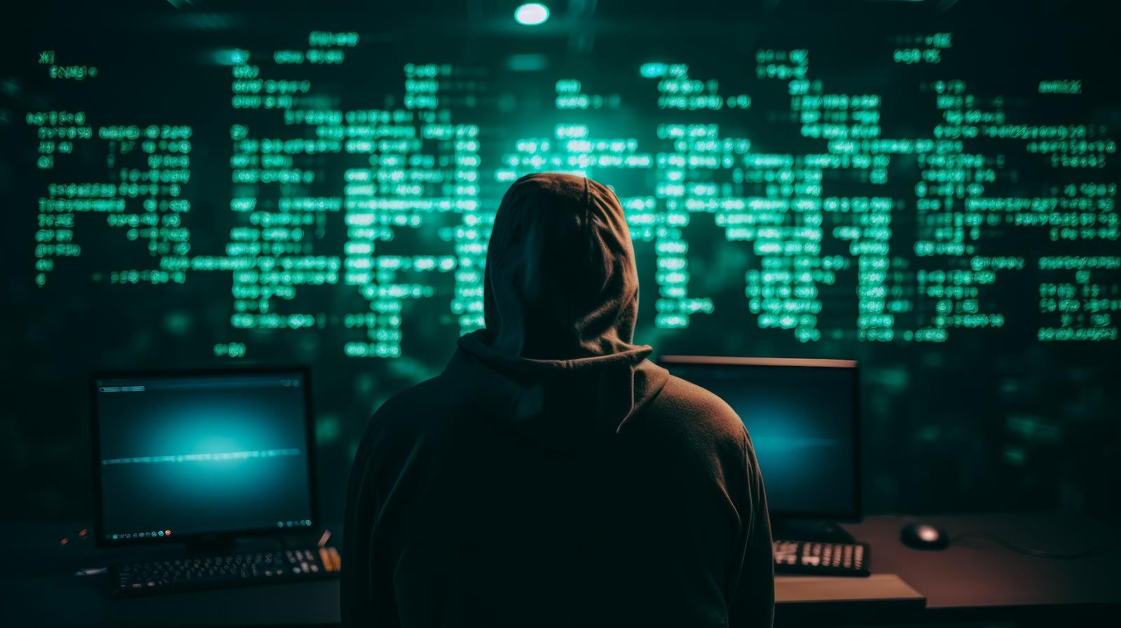 「サイバー犯罪を監視するハッカー」の写真