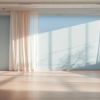 窓から自然光が差し込む広々としたリビングの写真