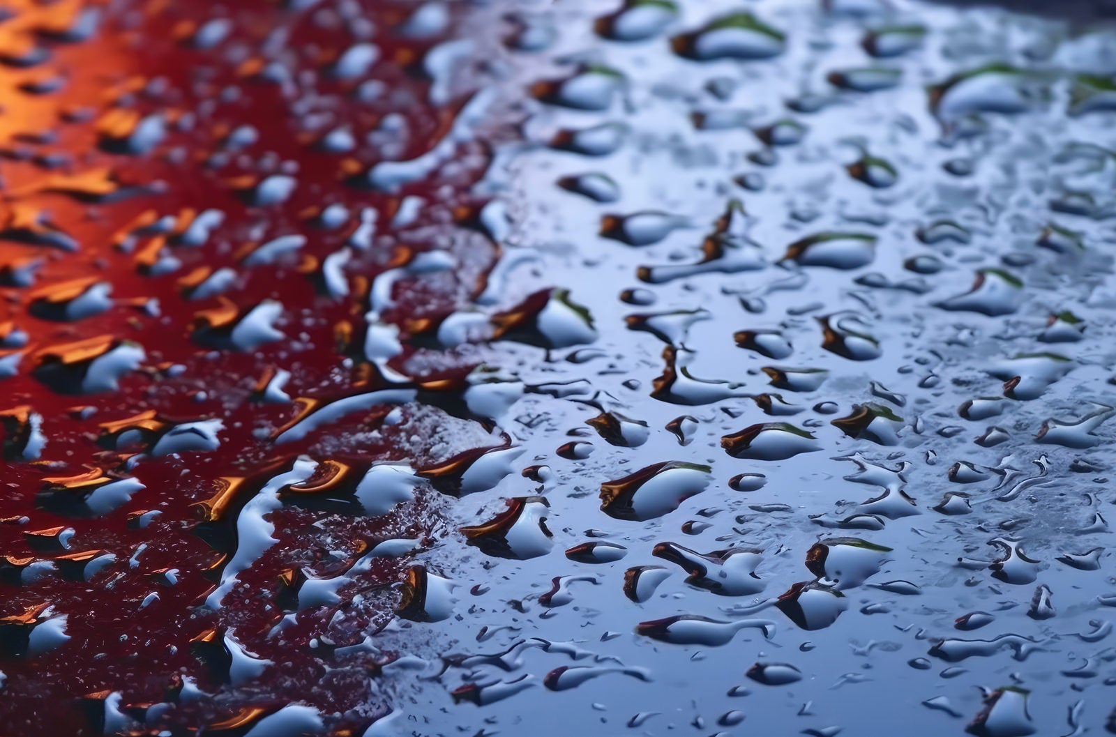 「鉄板の上の水滴」の写真