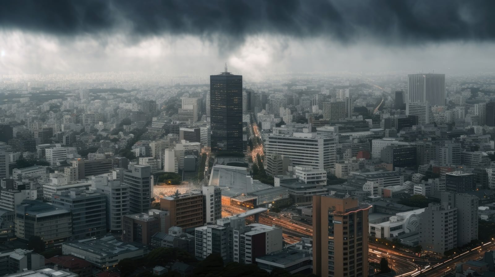 「巨大な都市を見下ろすように蠢く雲」の写真