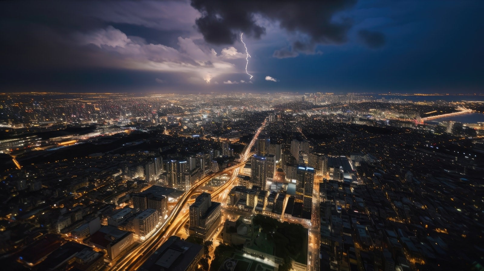 「大都市に雷が落ちる」の写真