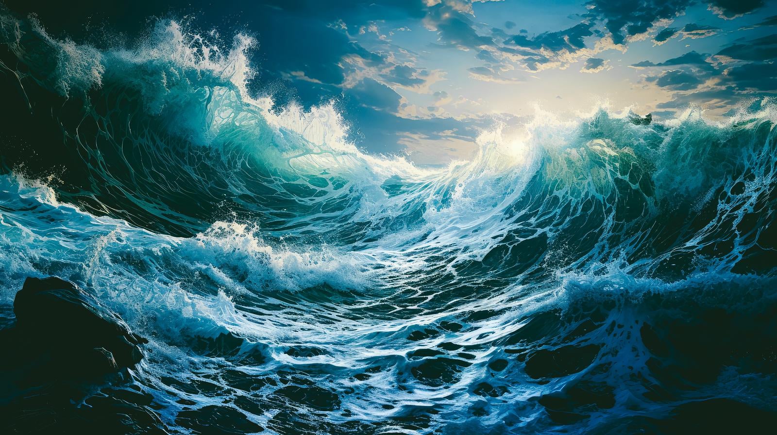 「荒れ狂う波と風の力」の写真