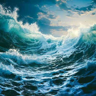 荒れ狂う波と風の力の写真