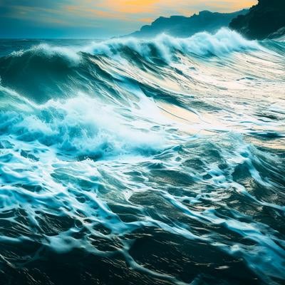 荒れ狂う自然の嵐と波の写真
