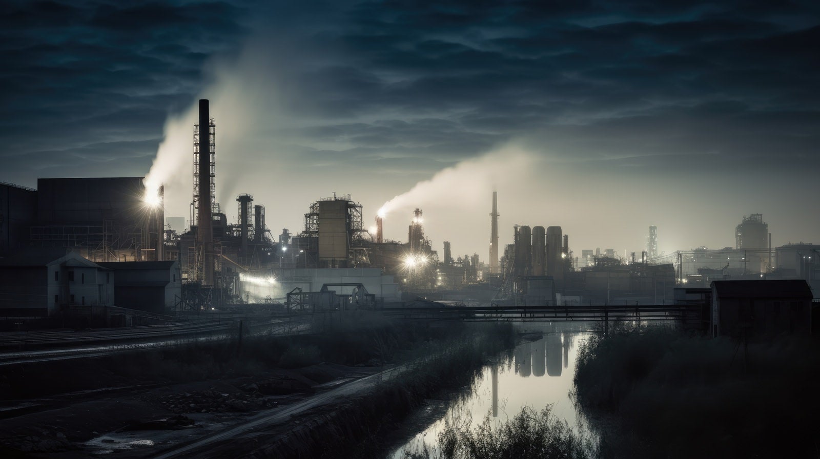 「下水と排ガスの工場地帯」の写真