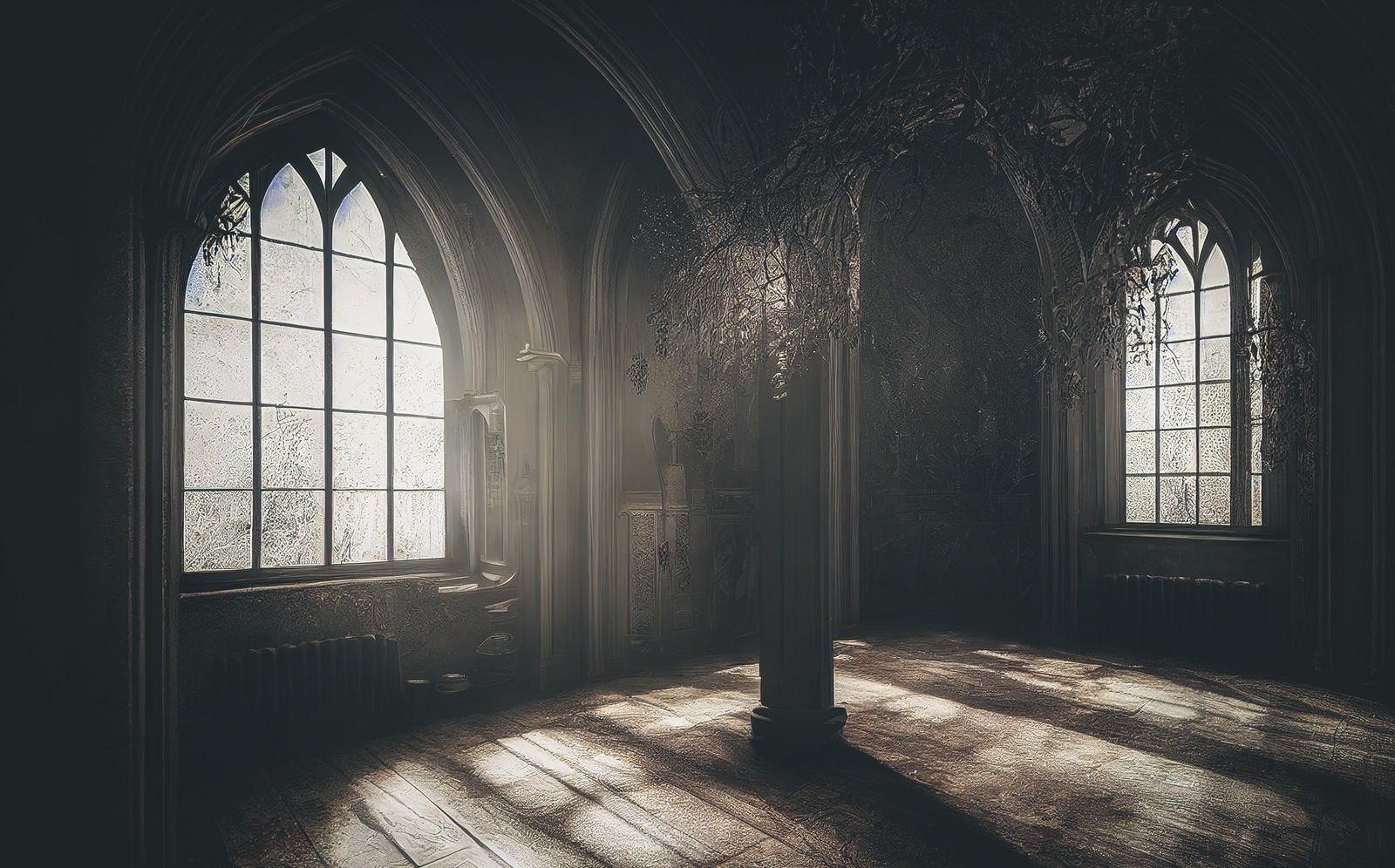 「深い静寂の古城の部屋」の写真