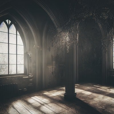 深い静寂の古城の部屋の写真