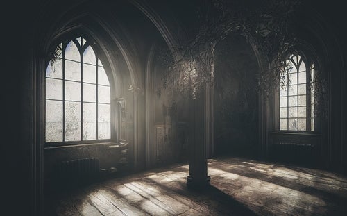 深い静寂の古城の部屋の写真