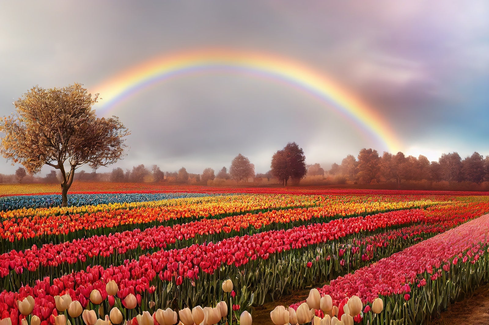「虹とチューリップフェア」の写真