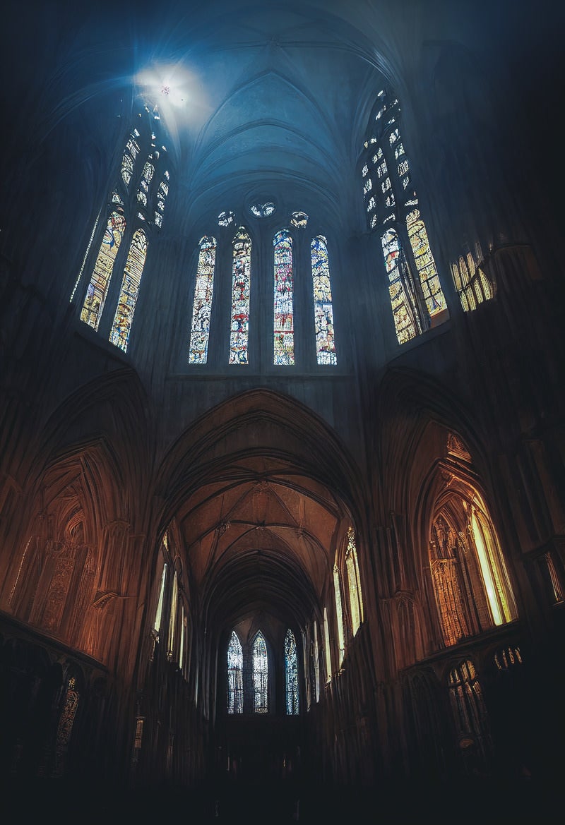 「ステンドグラスの大聖堂と礼拝堂」の写真