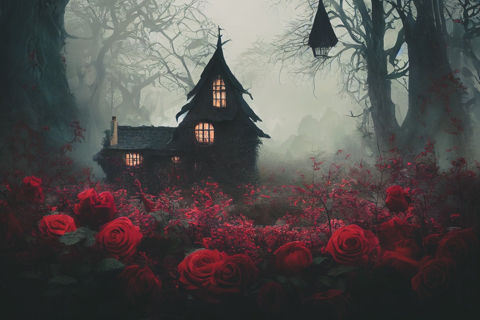 「薔薇に覆われるゴーストハウス」の写真
