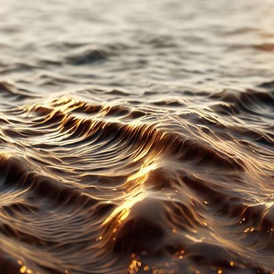 夕焼け色の波の写真