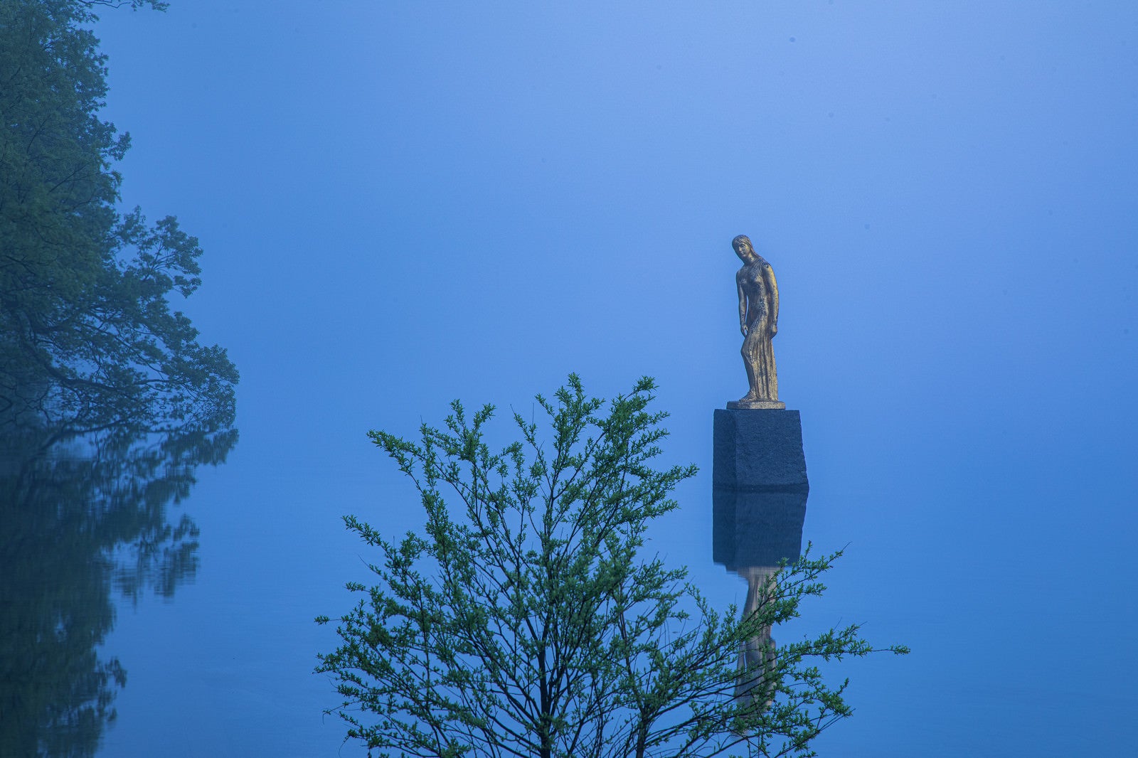 「日の出前の田沢湖たつこ像」の写真